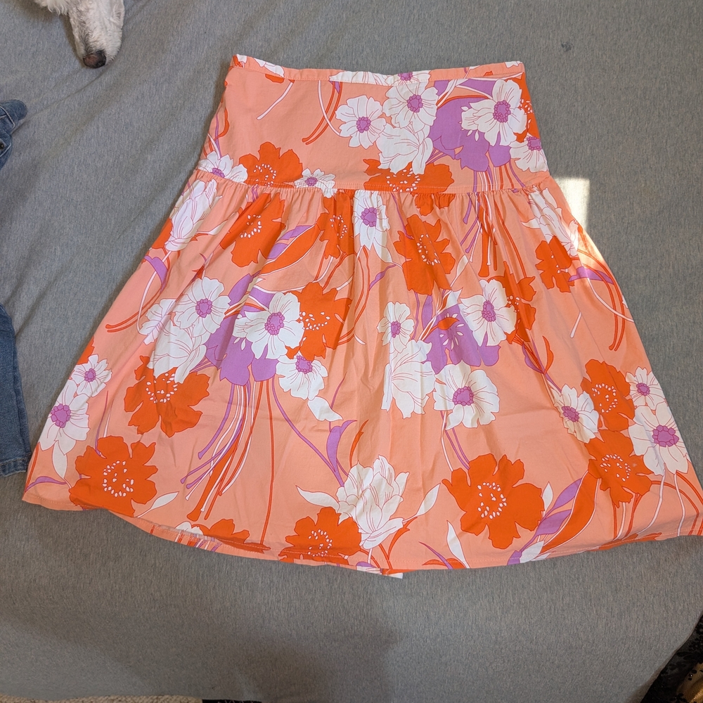 Vibrant Floral A-Line Skirt in Orange and Purple